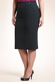 Plus Seam Button Detail Stretch Skirt