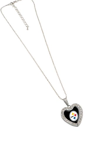 NFL Pittsburgh Steelers Reversible Crystal Heart Pendant with 16