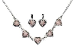 Pink Hearts Necklace and Earrings Set