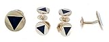 Gold plated and black enamel cufflinks and shirt stud set with presentation box