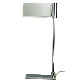 Contemporary Frost Glass Shade & Chrome Finish Table Lamp