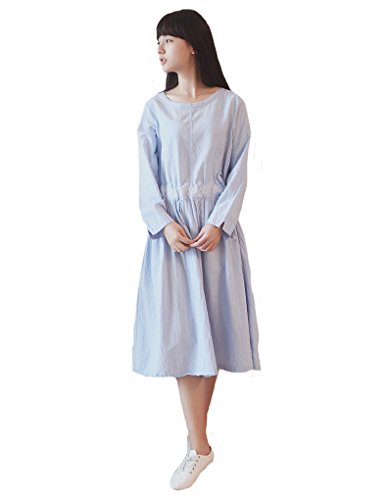 ナナコレクション Nana_Collection 2015 春 ワンピース 白 長袖 レディース ガールズ ナチュラル 服 コットン 綿 刺繍 膝 丈 レトロ 森ガール ホワイト レッド ブルー フリーサイズ