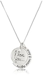 Sterling Silver "I Love You To The Moon and Back" Pendant Necklace, 18"