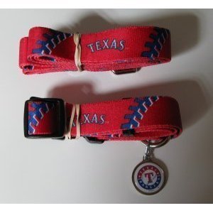 Texas Rangers Dog Pet Set Leash Collar ID Tag XS