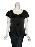 CHAIKEN Silk Pleated SS Scoop Top in Black