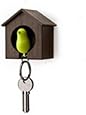 Liroyal Key Ring - Brown House with Green Bird