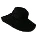 Big Size Ladies Linen Wide Brim Hat - Black (For Big Head)