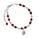 Antiqued Ladybug on Leaf - 3-D Maroon Czech Glass Beaded Charm Bracelet
