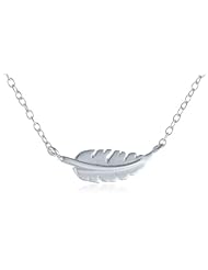 Sterling Silver Stationed Feather Pendant Necklace, 16"+2"