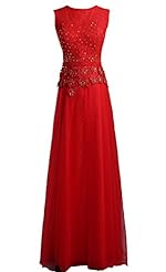 Floor Length Tulle Round Neck Lace Backless Evening Dress/Prom Dress 