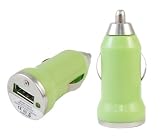 BundlesOnline SUPER SMALL GREEN Compact BULLET DESIGN USB 12/24v In Car Charger Power Adapter for Samsung Galaxy Y Pro