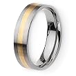 14k Gold Inlaid Flat Brushed Titanium Ring (6.0 mm) - Sizes 6-13