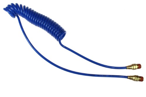 Coilhose PneumaticsPR14-15B-B Flexcoil Polyurethane Coiled Air Hose, 1/4-Inch ID, 15-Foot Length with (2) 1/4-Inch MPT Swivel Fittings, Dark Blue