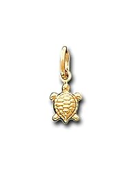 14K Solid Yellow Gold Small Sea Turtle Charm Pendant