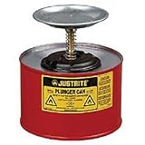 Justrite Safety Plunger Can - 2 Quart Steel