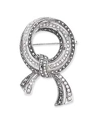 Sterling Silver Marcasite and CZ Pin