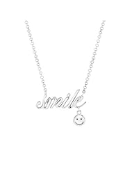 Gold over silver Expression SMILE W/ SMILEY FACE END TAG Necklace