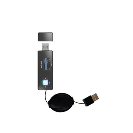 Retractable USB Cable for the Sandisk Sansa Express with Power Hot Sync and Charge capabilities - uses Gomadic TipExchange Technology