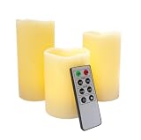 Flameless LED Candles - 3 Mooncandles with Remote Control