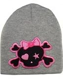 Outer Rebel Fashion Beanie- Grey with Pink Girly Skull Patch