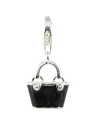 Oscaro Charms 925 Sterling Silver Black Handbag Click-on Charm Lobster Clasp for Thomas Sabo Style Bracelets and Necklace