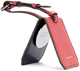 Leather luggage tag for suitcases with integrated Lost &amp; Found service for Twitter users - CHURCHILL (orange)