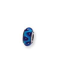 Blue Dotted, Glass Charm for 3mm Charm Bracelets