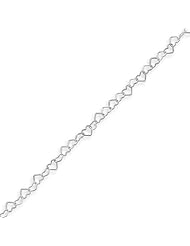 Sterling Silver 0.5mm Fancy Heart Link Necklace - 24 Inch