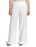 Fresh Laundry Womens Plus-Size Fold Over Linen Pant