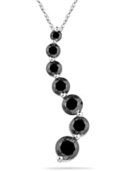 1.50 Cts Black Diamond Journey Pendant in 14K White Gold