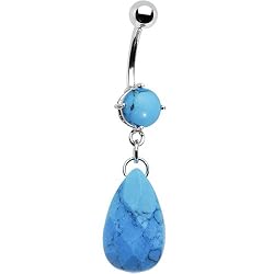 Semi Precious Turquoise Stone Teardrop Belly Ring