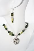 Jade and Marble Necklace and Earrings Set
