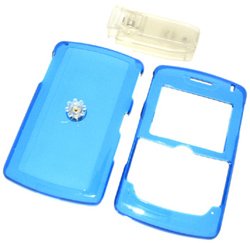 PCMICROSTORE Brand Rim BlackBerry 8800 8830 PDA Smart Phone Transparent Blue Snap-On Crystal Protective Case Cover with Removable Belt Clip