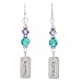 Double Sided KARMA Word Tag Dangle Earrings in Sterling Silver with Lavender and Teal Swarovski Austrian Crystal Beads, #8091