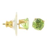14 KT Yellow Gold Peridot Stainless Steel Back Post 14K Stud Earrings