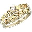 Gorgeous! Black Hills Gold Gold/Sterling Silver CZ Engagement & Wedding Band Ring Set