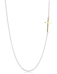 Mizuki Silver Chain Gold Side Cross Necklace