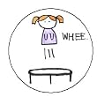 WHEE cute trampoline girl 1.25 Pinback Button