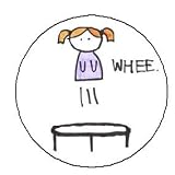 WHEE cute trampoline girl 1.25 Pinback Button
