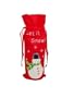 Liquor Wine Bottle Cover Jacket Red Felt says Let It Snow with Snowman