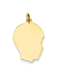 14k Yellow Gold Medium .011 Gauge Facing Right Engravable Boy Head Charm Pendant