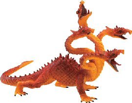 Childrens Toyshop  Toys : Knights and Dragons- Four Headed Orange Dragon