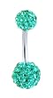 Stainless Steel Belly Ring with Teal Crystals