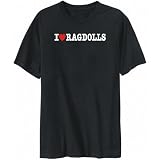 T-Shirt Mens Black  I love Ragdolls  Cats