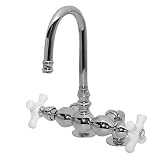 American Bath Factory F1-1312-CH-F9-9500-PX-CH F1-1312 Deck Mount Bathtub Faucet, Porcelain Cross Ha
