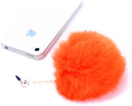 Poposh Pompon Ball Anti Dust Plug Earphone Cap Jack Headphone Port Stopper Caps for Smartphones Tablet Notebook with 3.5mm Headphone Ports for Iphone 6s,Samsung Galaxy S7 Edge, etc - Orange