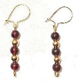 14k Gold (Yellow) Grade A Genuine Garnet Dangle Earrings