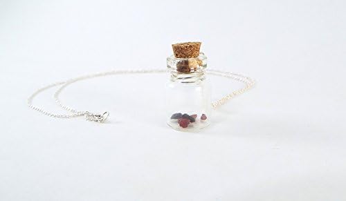 Glass Bottle Raw Ruby Necklace