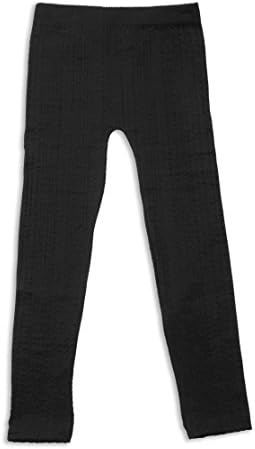 Star Ride Kids Little Girls "Adaline"Cable Fleece Lined Legging-Black(One Size)