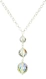 Sterling Silver Swarovski Elements Crystal Aurora Borealis Linear Drop Necklace, 18
